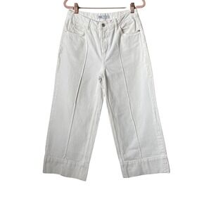 Zara Jeans Womens Size 6 White High Rise Wide Leg Cropped Culotte Front Seam